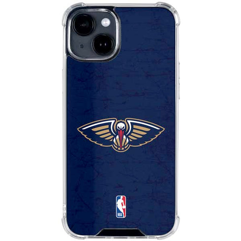 NBA New Orleans Pelicans Distressed iPhone 14 Clear Case